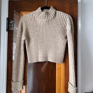 By Together Turtleneck Cropped Sweater with Ribbed Knit